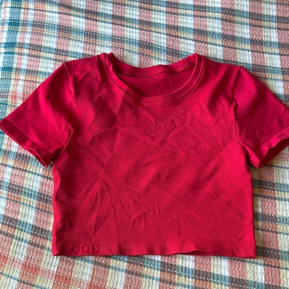 OQQ Tops - OQQ cherry red ribbed crop athletic active top size medium NWOT